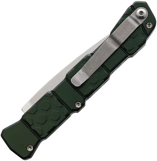 Piranha Knives Auto 21 Button Lock Green - Automatic Opening Pocket Knife With CPM S30V Spear Point Blade by Piranha Knives