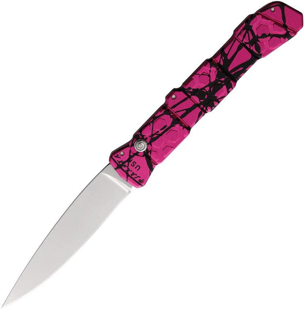 Piranha Knives Auto 21 Button Lock Pink P-21PK by Piranha Knives
