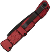 Piranha Knives Auto 21 Button Lock Red P-21RT Red Aluminum Handle Black DLC Coated CPM S30V Spear Point Blade by Piranha Knives