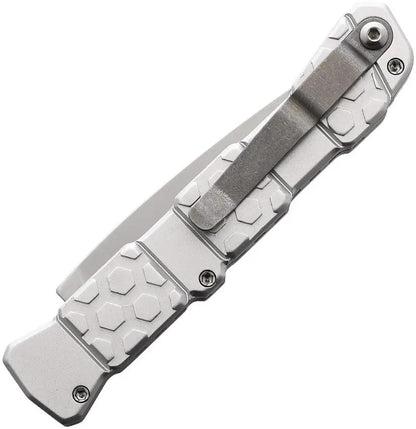 Piranha Knives Auto 21 Button Lock Silver P-21S - Automatic Opening EDC Knife With 3.5in S30V Spear Point Blade by Piranha Knives