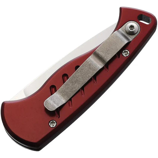Piranha Knives Auto Fingerling Button Lock P-2R - Automatic Opening 2.5 Inch 154CM Blade Red Aluminum Handle by Piranha Knives