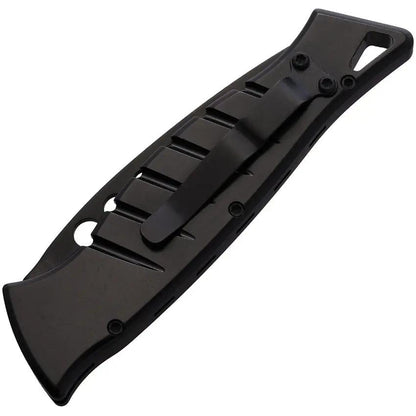 Piranha Knives Auto Amazon Button Lock - Black 154CM Partially Serrated Blade Aluminum Handle Pocket Clip by Piranha Knives