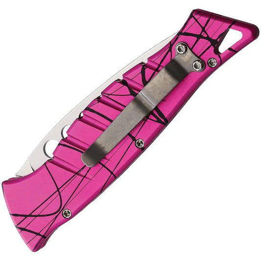 Piranha Knives Auto Amazon Button Lock Pink 3 Pack - Automatic Opening Knife With Pink Camouflage Aluminum Handle by Piranha Knives