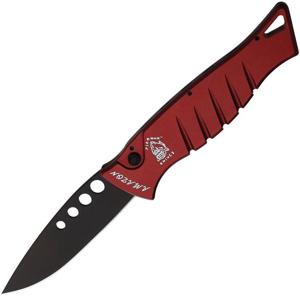 Piranha Knives Auto Amazon Button Lock Red P-3RT by Piranha Knives