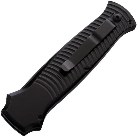 Piranha Knives Auto Bodyguard Button Lock P-6BKTS - Automatic Opening 3.25 Inch CPM S30V Blade Black Aluminum Handle by Piranha Knives