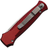 Piranha Knives Auto Miniguard Button Lock P-7R - Automatic Opening with CPM S30V Blade and Red Aluminum Handle by Piranha Knives