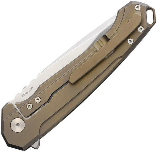 MK Knives & Tools INGENI Framelock Bronze Ti MK-01F - Premium CPM S90V Blade, Bronze Titanium Handle by MK Knives & Tools