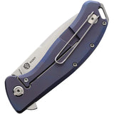PMP Knives Big Boy Framelock Blue - Titanium Handle And Satin 14C28N Sandvik Blade by PMP Knives