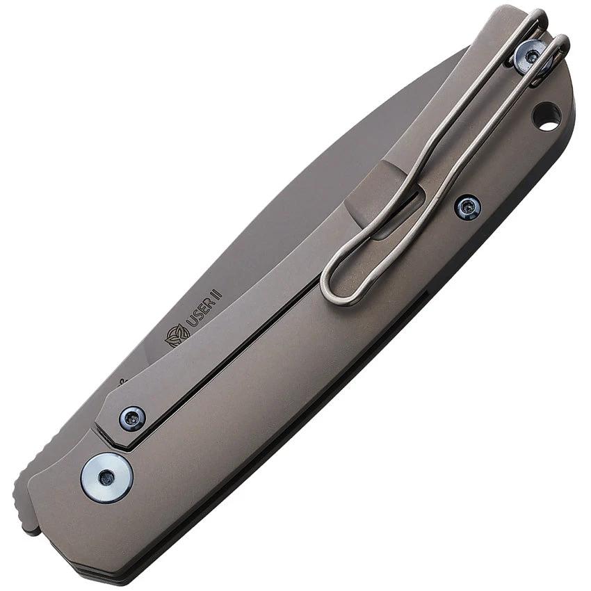 PMP Knives User II Framelock Gray PMP045 SILVER/ BLUE SCREWS by PMP Knives