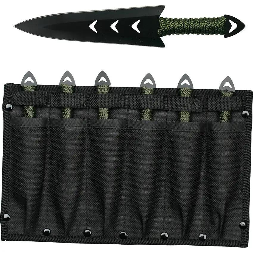 Perfect Point Throwing Knife Set RC-040-6 - Six Piece Full Tang Throwing Knives With Black Finish And Belt Sheath by Perfect Point