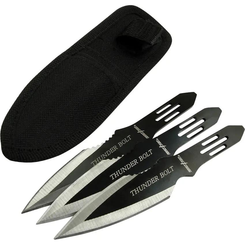 Perfect Point Throwing Knife Set RC-595-3CS - Three Knife Set With Two Tone Stainless Blades And Belt Sheath by Perfect Point