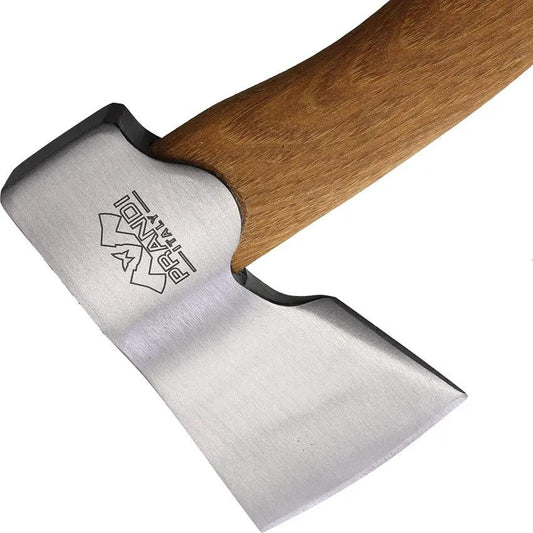 Prandi Segurin Hatchet Polished 5.25 Inch 1045 Carbon Steel Head - Hickory Handle With Lanyard Hole by Prandi