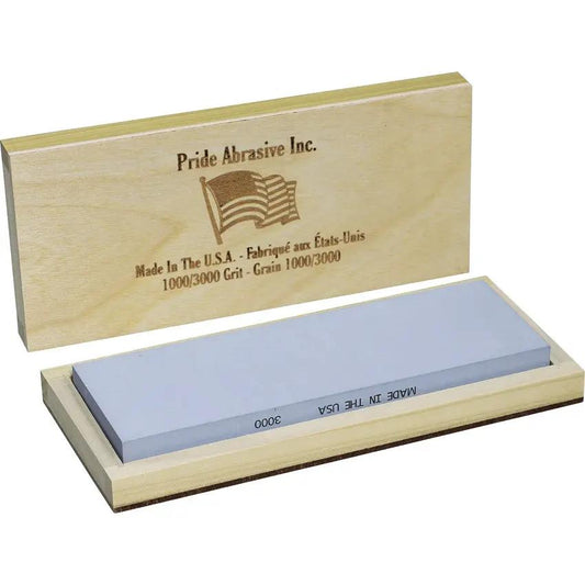 Pride Abrasive Combination Water Stone 1K And 3K 83110003000 - Includes Wooden Storage Box For Easy Sharpening by Pride Abrasive
