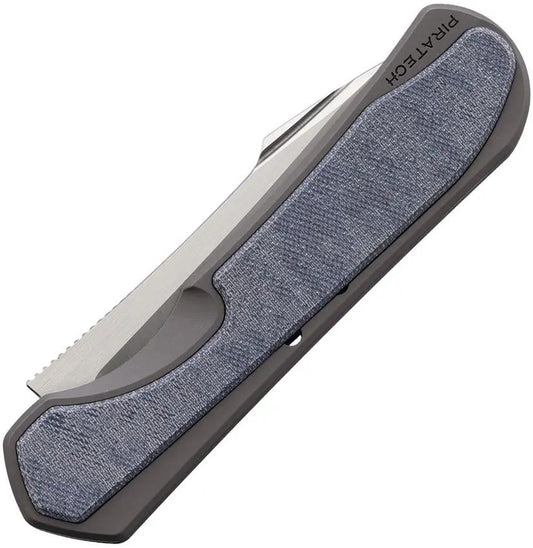 Piratech Knives Slippy Kraken Slip Joint SK01 - S90V Satin Blade Dark Gray Titanium Handle With Blue Micarta Onlay by Piratech Knives