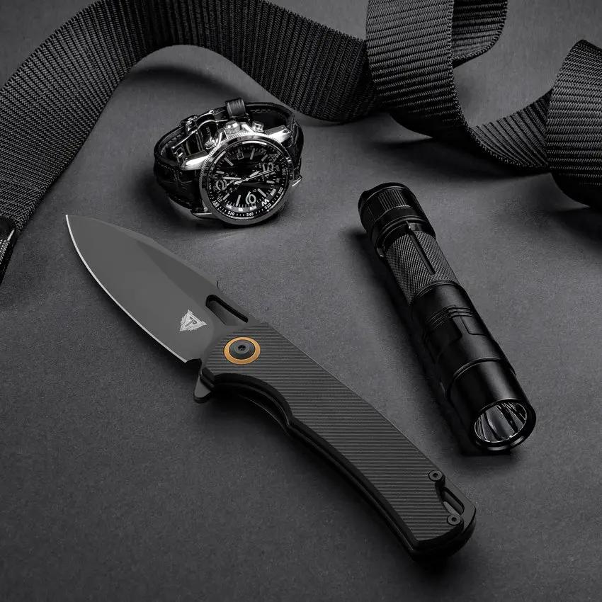 Patriot Tactical Shadowhawk Linerlock - Black Oxide Drop Point Blade With G10 Handle And Pocket Clip by Patriot Tactical