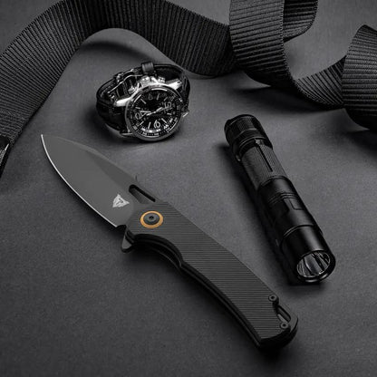 Patriot Tactical Shadowhawk Linerlock - Black Oxide Drop Point Blade With G10 Handle And Pocket Clip by Patriot Tactical