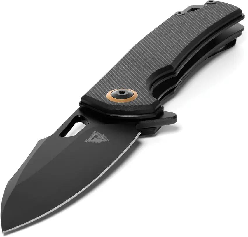 Patriot Tactical Shadowhawk Linerlock - Black Oxide Drop Point Blade With G10 Handle And Pocket Clip by Patriot Tactical
