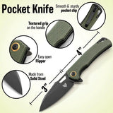 Patriot Tactical Shadowhawk Linerlock - Green G10 Handle And 3 Inch Black Oxide Blade Pocket Knife by Patriot Tactical