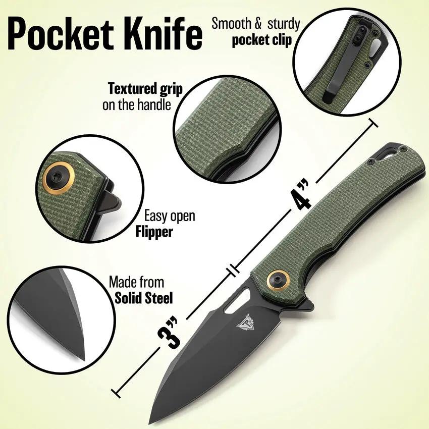 Patriot Tactical Shadowhawk Linerlock - Green G10 Handle And 3 Inch Black Oxide Blade Pocket Knife by Patriot Tactical