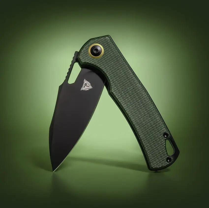 Patriot Tactical Shadowhawk Linerlock - Green G10 Handle And 3 Inch Black Oxide Blade Pocket Knife by Patriot Tactical