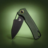 Patriot Tactical Shadowhawk Linerlock - Green G10 Handle And 3 Inch Black Oxide Blade Pocket Knife by Patriot Tactical