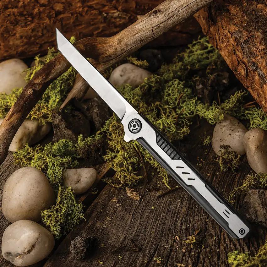 Patriot Tactical Slim Jim Framelock Knife - Satin Stainless Tanto Blade Two-Tone Handle Pocket Clip by Patriot Tactical