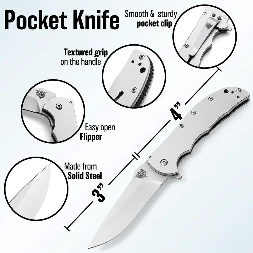 Patriot Tactical Viper Framelock - Assisted Opening Folding Knife With 3.25in Blade Bead Blast Stainless by Patriot Tactical