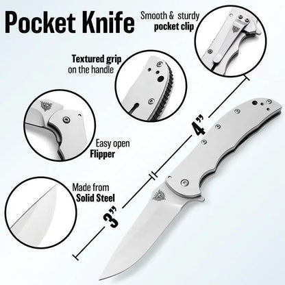 Patriot Tactical Viper Framelock - Assisted Opening Folding Knife With 3.25in Blade Bead Blast Stainless by Patriot Tactical