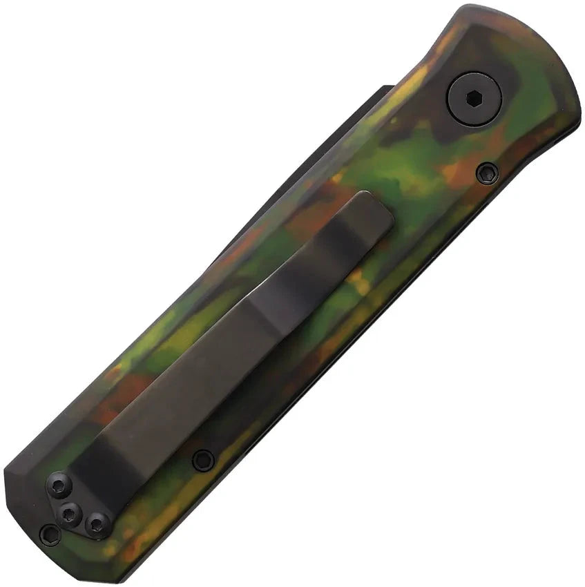 Pro Tech Godson Button Lock Auto Knife Automatic Opening Elite Left Handed Woodland Camouflage Aluminum by Pro Tech