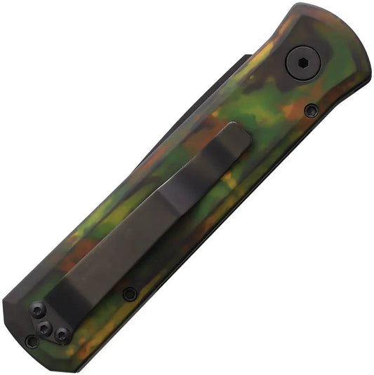 Pro Tech Godson Button Lock Auto Knife Automatic Opening Elite Left Handed Woodland Camouflage Aluminum by Pro Tech