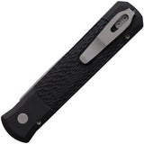 Pro Tech Auto Godfather Button Lock Knife Black DLC 154CM Spear Point 4In Blade Battleworn Aluminum Handle For EDC by Pro Tech