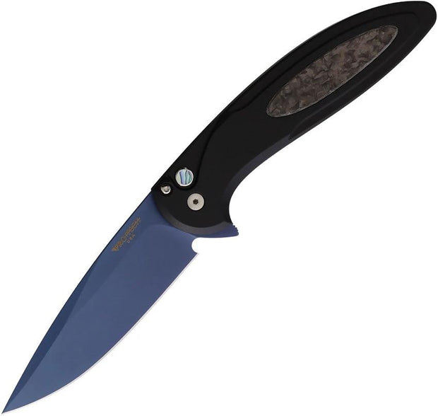 Pro Tech Cambria 2 Button Lock Denim Limited Edition EDC Knife With MagnaCut Blade And Carbon Fiber Inlay by Pro Tech