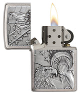 Patriotic Eagle Brushed Chrome Zippo Lighter by Zippo