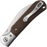 Queen Pattern 84 Folder - Brown Micarta Handle With Satin M390 Wharncliffe Blade Gift Tin by Queen