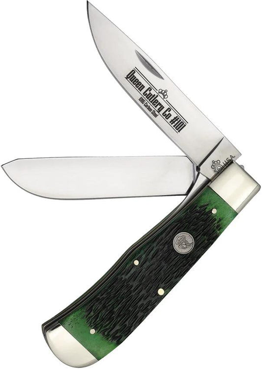 Queen Two Blade Lockback Green Bone QGPSB206L by Queen