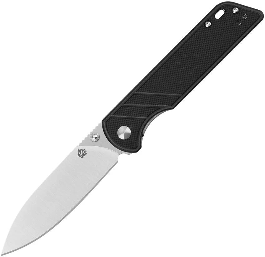 QSP Parrot Linerlock Knife Black V2 EDC Ready 4in Closed 3.25in D2 Satin Blade G10 Handle by QSP Knife