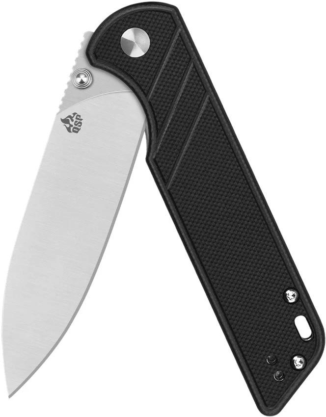 QSP Parrot Linerlock Knife Black V2 EDC Ready 4in Closed 3.25in D2 Satin Blade G10 Handle by QSP Knife