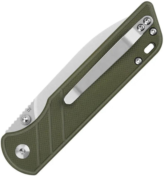 QSP Parrot Linerlock V2 Green G10 Handle - 3.25 Inch D2 Satin Blade for EDC Enthusiasts by QSP Knife