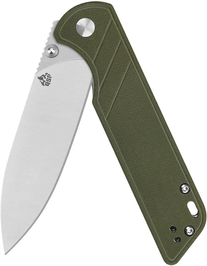QSP Parrot Linerlock V2 Green G10 Handle - 3.25 Inch D2 Satin Blade for EDC Enthusiasts by QSP Knife