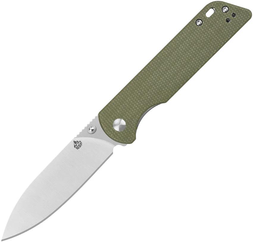 QSP Parrot Knife Linerlock EDC Enthusiasts Green Micarta Handle D2 Satin Spear Point Blade by QSP Knife