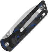 QSP Parrot Linerlock V2 - Premium EDC Knife With D2 Satin Blade And Blue Carbon Fiber Handle by QSP Knife