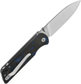 QSP Parrot Linerlock V2 - Premium EDC Knife With D2 Satin Blade And Blue Carbon Fiber Handle by QSP Knife