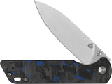 QSP Parrot Linerlock V2 - Premium EDC Knife With D2 Satin Blade And Blue Carbon Fiber Handle by QSP Knife