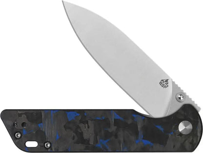 QSP Parrot Linerlock V2 - Premium EDC Knife With D2 Satin Blade And Blue Carbon Fiber Handle by QSP Knife