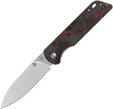 QSP Parrot Linerlock V2 Knife Red Carbon Fiber Overlay D2 Satin Blade For EDC Enthusiasts by QSP Knife