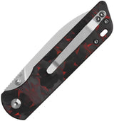 QSP Parrot Linerlock V2 Knife Red Carbon Fiber Overlay D2 Satin Blade For EDC Enthusiasts by QSP Knife