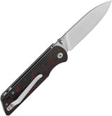 QSP Parrot Linerlock V2 Knife Red Carbon Fiber Overlay D2 Satin Blade For EDC Enthusiasts by QSP Knife