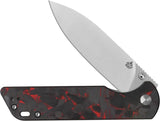 QSP Parrot Linerlock V2 Knife Red Carbon Fiber Overlay D2 Satin Blade For EDC Enthusiasts by QSP Knife