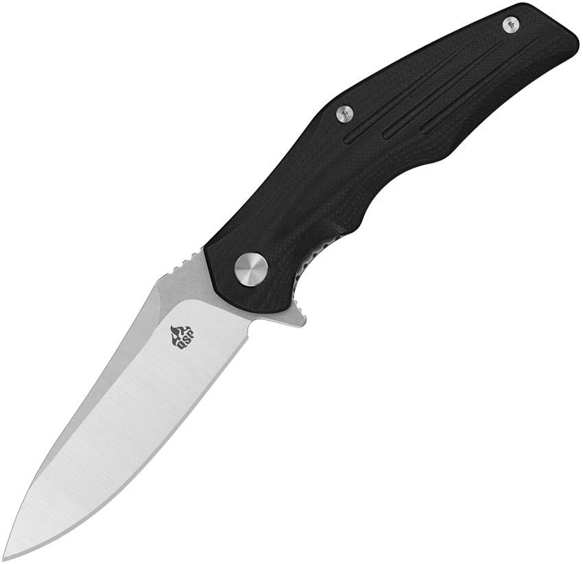 QSP Pangolin Linerlock Knife 3.75in D2 Blade Stonewash Satin Finish Black G10 For EDC Enthusiasts by QSP Knife