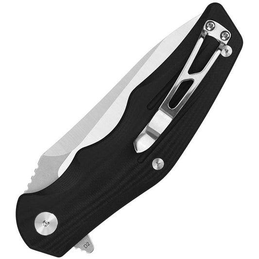 QSP Pangolin Linerlock Knife 3.75in D2 Blade Stonewash Satin Finish Black G10 For EDC Enthusiasts by QSP Knife